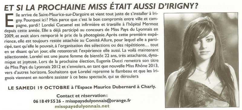 Et si la prochaine miss etait aussi d'irigny