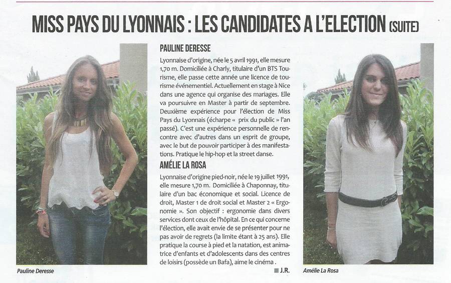 Miss Pays du Lyonnais les candidates à l'élection (suite) Reprise