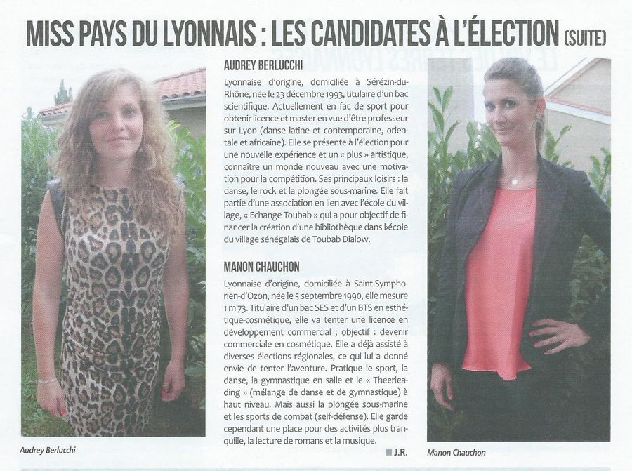 Miss Pays du Lyonnais les candidates à l'élection (suite)