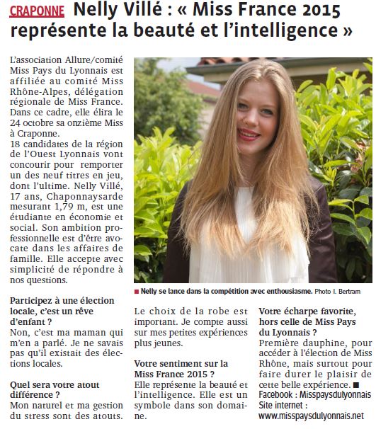 Nelly Miss France 2015 représente la beauté et l'intelligence