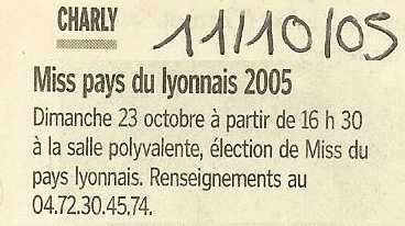 Miss Pays du Lyonnais 2005