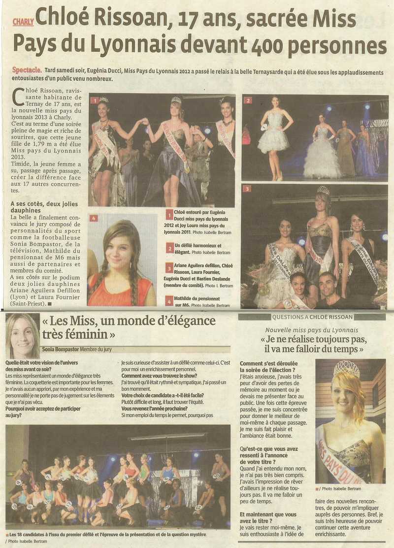 Chloé 17 ans sacrée Miss Pays du Lyonnais devant 400 personnes
