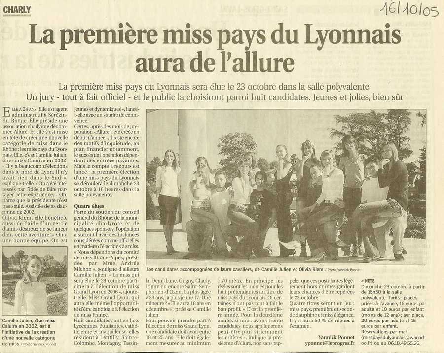 La premiere Miss Pays du Lyonnais aura de l Allure