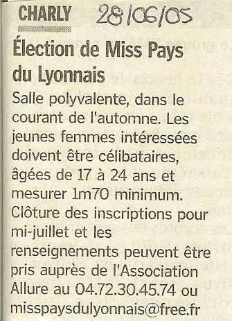 Election de Miss Pays du Lyonnais