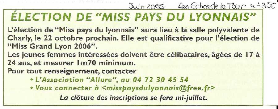 Election Miss Pays du Lyonnais