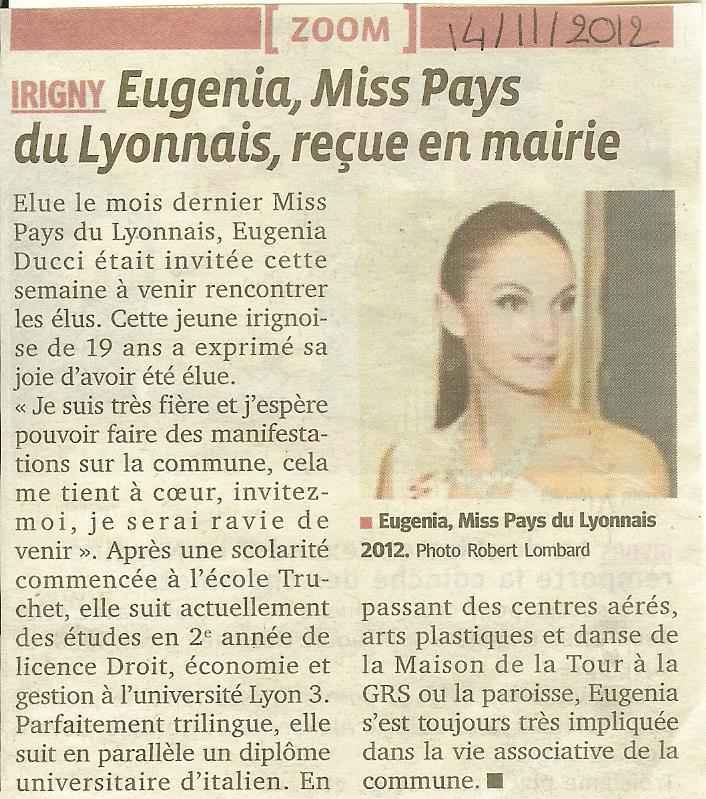 Eugenia Miss PL reçue en mairie