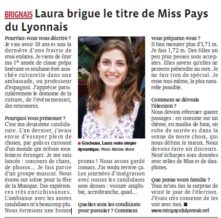 Laura brigue le titre de Miss Pays du Lyonnais