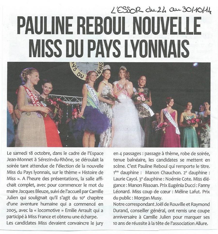 Pauline R nouvelle Miss du Pays Lyonnais