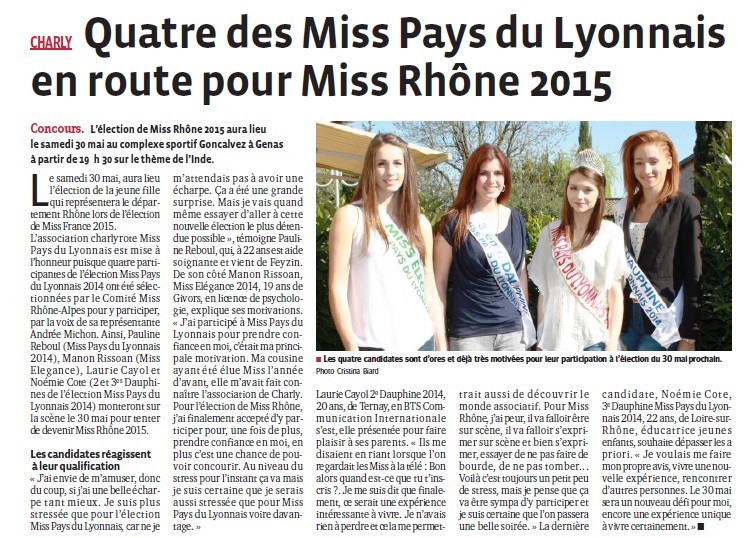 4 des Miss PL en route pour Miss Rhône 2015
