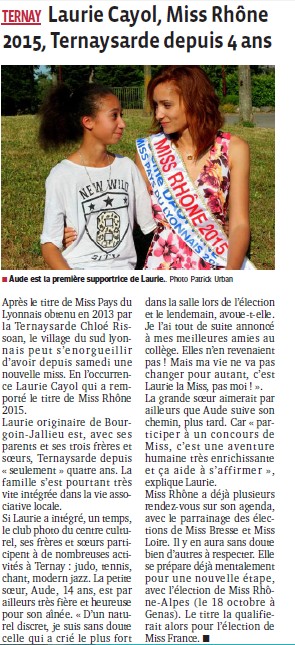 Laurie Miss Rhône 2015 Ternaysarde depuis 4 ans