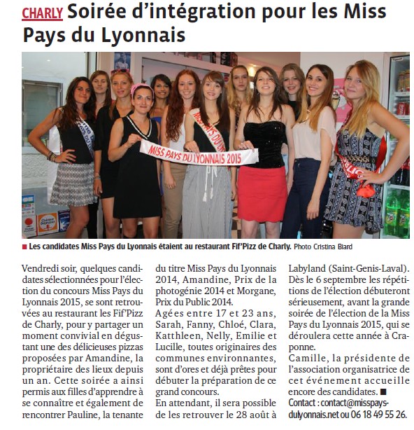 Soirée d’intégration pour les Miss Pays du Lyonnais