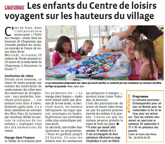 Les enfants du Centre de Loisirs voyagent sur les hauteurs du village