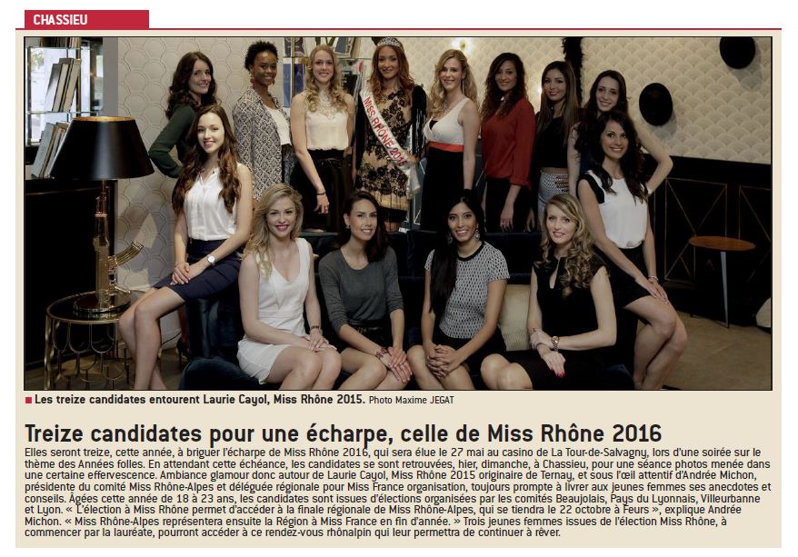 Treize candidates pour une écharpe, celle de miss rhône 2016