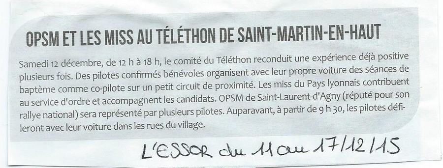 OPSM et les Miss au Téléthon de Saint Martin en Haut